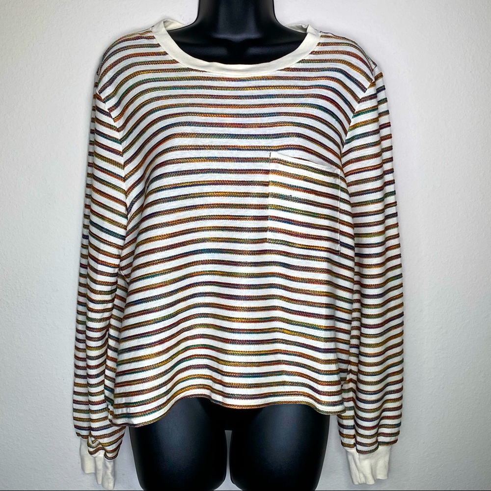 Madewell Long Sleeve Pocket Rainbow Stripe Shirt